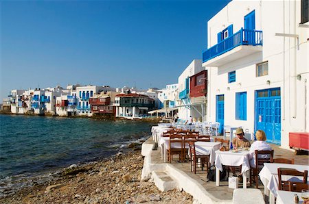 Ancient district of Alefkandra (Little Venice), Mykonos, Cyclades, Greek Islands, Greece, Europe Fotografie stock - Rights-Managed, Codice: 841-05796337