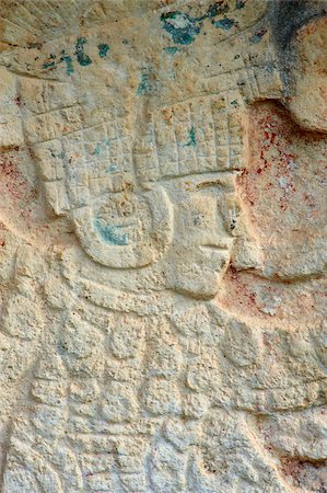 Detail of stone relief, ancient Mayan ruins, Chichten Itza, UNESCO World Heritage Site, Yucatan, Mexico, North America Stock Photo - Rights-Managed, Code: 841-05796608