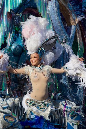 float (parade) - Queen of the parade, Carnaval Santa Cruz, Tenerife, Canary Islands, Spain, Europe Stock Photo - Rights-Managed, Code: 841-05796809