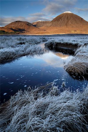 skye scotland - A beautiful frosty morning in Strath Suardal showing the snow topped mountain Beinn na Caillich, Isle of Skye, Scotland, United Kingdom, Europe Stock Photo - Rights-Managed, Code: 841-05796867