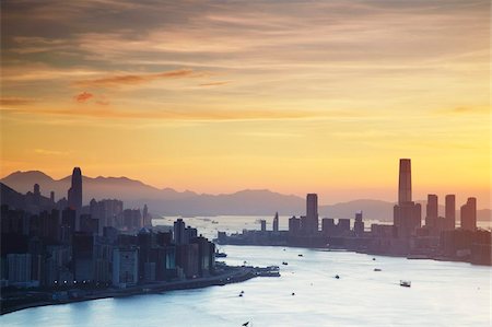 Hong Kong Island and Tsim Sha Tsui skylines at sunset, Hong Kong, China, Asia Stock Photo - Rights-Managed, Code: 841-05846453