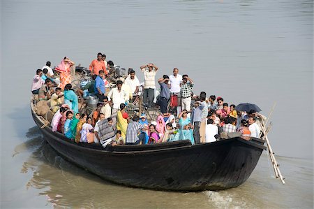 rivers of india - Crowded village ferry crossing the River Hooghly, West Bengal, India, Asia Stock Photo - Rights-Managed, Code: 841-05846629