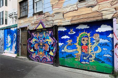 simsearch:841-06031845,k - Murals, Clarion Alley, Mission District, Mission, San Francisco, California, United States of America, North America Stock Photo - Rights-Managed, Code: 841-05846679
