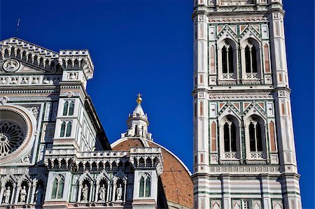 Campanile di Giotto, Belltower and the Dome of Brunelleschi of the Duomo, Santa Maria del Fiore, Florence, UNESCO World Heritage Site, Tuscany, Italy, Europe Stock Photo - Rights-Managed, Code: 841-05847416