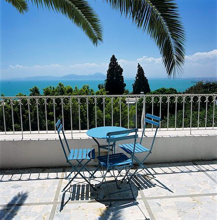 View over Bay of Tunis from terrace of Dar Said Hotel, Sidi Bou Said, Tunisia, North Africa, Africa Stock Photo - Rights-Managed, Code: 841-05848766