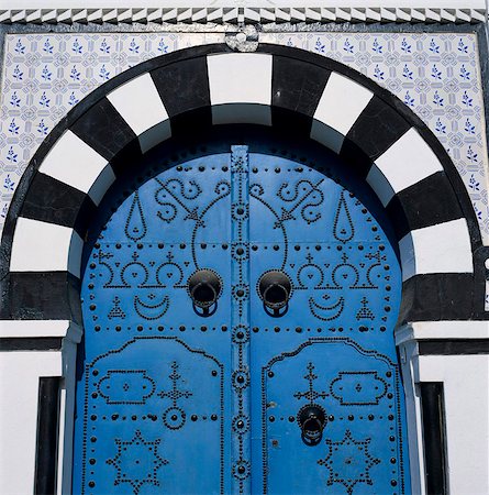 Traditional Tunisian doorway, Sidi Bou Said, Tunisia, North Africa, Africa Stock Photo - Rights-Managed, Code: 841-05848769