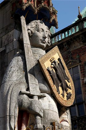 shield - Statue of Roland, market square, UNESCO World Heritage Site, Bremen, Germany, Europe Stock Photo - Rights-Managed, Code: 841-05960079