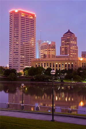 City skyline and the Scioto River, Columbus, Ohio, United States of America, North America Stock Photo - Rights-Managed, Code: 841-05961560