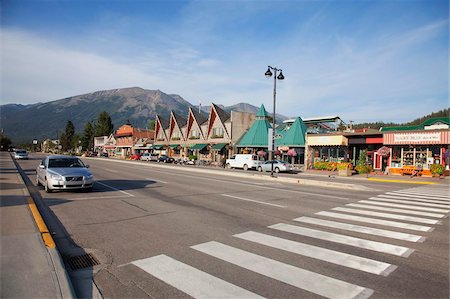 Shops along Connaught Drive, Jasper, British Columbia, Canada, North America Stock Photo - Rights-Managed, Code: 841-05961775