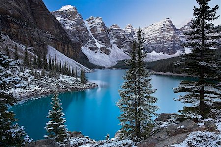 simsearch:841-07590044,k - A tranquil morning atop the Rockpile at Moraine Lake, Banff National Park, UNESCO World Heritage Site, Alberta, Rocky Mountains, Canada, North America Stock Photo - Rights-Managed, Code: 841-05962118