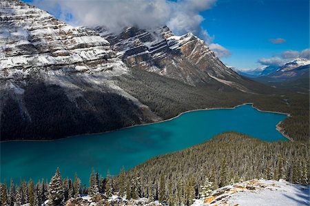 simsearch:841-07590044,k - Snowy morning at Peyto Lake, Banff National Park, UNESCO World Heritage Site, Alberta, The Rocky Mountains, Canada, North America Stock Photo - Rights-Managed, Code: 841-05962120