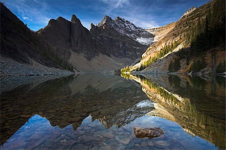 simsearch:841-05960849,k - The shallow Lake Agnes captures a perfect reflection of the mountain rang, Banff National Park, UNESCO World Heritage Site, Alberta, Rocky Mountains, Canada, North America Stock Photo - Rights-Managed, Code: 841-05962132