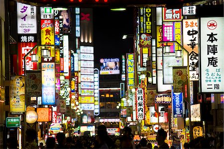 Neon signs, Kabukicho, Shinjuku, Tokyo, Japan, Asia Stock Photo - Rights-Managed, Code: 841-06034040