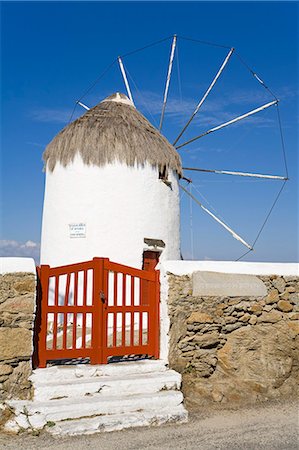 Bonis Windmill at the Folklore Museum in Mykonos Town, Island of Mykonos, Cyclades, Greek Islands, Greece, Europe Stock Photo - Rights-Managed, Code: 841-06031117