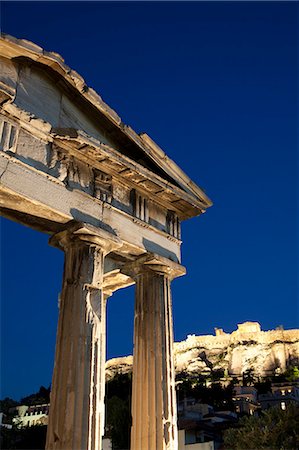 Gate of Athena Archegetis and the Acropolis at night, UNESCO World Heritage Site, Athens, Greece, Europe Stock Photo - Rights-Managed, Code: 841-06031196