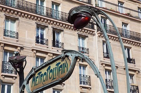 paris metro - Traditional Parisian Metro sign, Paris, France, Europe Stock Photo - Rights-Managed, Code: 841-06031222