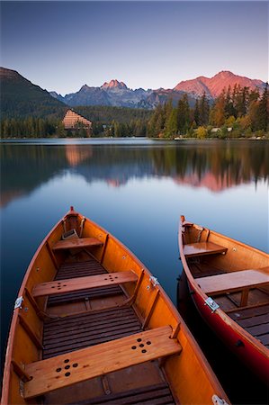 simsearch:841-07081635,k - Wooden boats on Strbske Pleso lake in the Tatra Mountains, Slovakia, Europe Stock Photo - Rights-Managed, Code: 841-06031535