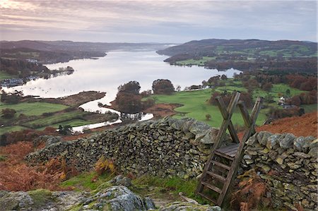 simsearch:841-06031530,k - Dry stone wall and wooden stile above Lake Windermere, Lake District National Park, Cumbria, England, United Kingdom, Europe Stock Photo - Rights-Managed, Code: 841-06031569