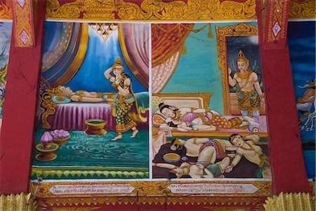 Panel paintings, Wat Ong Yeu, Vientiane, Laos, Indochina, Southeast Asia, Asia Stock Photo - Rights-Managed, Code: 841-06031706