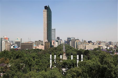 View of Paseo de la Reforma, Monumento a los Ninos Heroes, skyline, park, Chapultepec Hill, Chapultepec, Mexico City, Mexico, North America Stock Photo - Rights-Managed, Code: 841-06031833