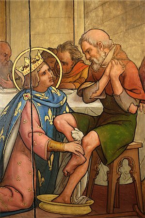 Painting depicting St. Louis washing a pauper's feet in Notre-Dame de Paris cathedral Treasure Museum, Paris, France, Europe Stock Photo - Rights-Managed, Code: 841-06032152