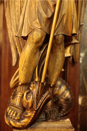 st michael - St. Michael slaying the dragon, Sainte-Marie des Batignolles church, Paris, France, Europe Stock Photo - Rights-Managed, Code: 841-06032240