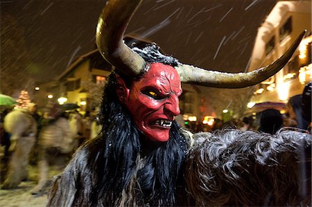 Krampus is a mythical creature recognized in Alpine countries, Campo Tures, South Tyrol, Bolzano, Italy, Europe Stock Photo - Rights-Managed, Code: 841-06032567