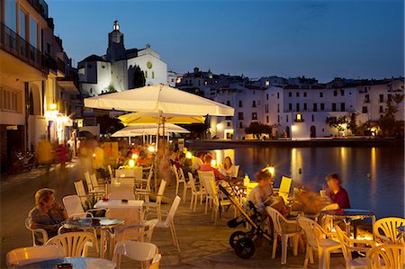 Cafe on harbour, Cadaques, Costa Brava, Catalonia, Spain, Mediterranean, Europe Stock Photo - Rights-Managed, Code: 841-06033698