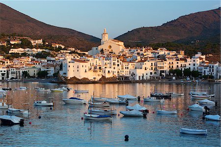 Harbour and town, Cadaques, Costa Brava, Catalonia, Spain, Mediterranean, Europe Stock Photo - Rights-Managed, Code: 841-06033699