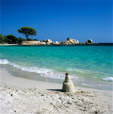 sand castle - Sand castle, Palombaggia Beach, near Porto Vecchio, South East Corsica, Corsica, France, Mediterranean, Europe Stock Photo - Rights-Managed, Code: 841-06033747