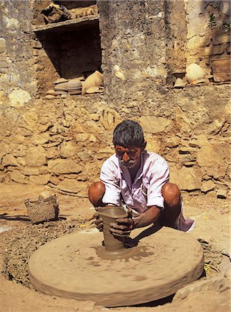 The village potter at work making water pots in Nimaj, Rajasthan, India, Asia Stock Photo - Rights-Managed, Code: 841-06033941