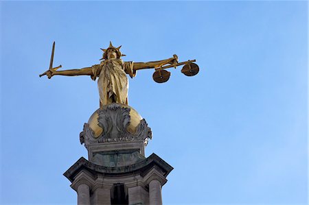 Statue of Lady Justice with sword, scales and blindfold, Old Bailey, Central Criminal Court, London, England, United Kingdom, Europe Stock Photo - Rights-Managed, Code: 841-06344308