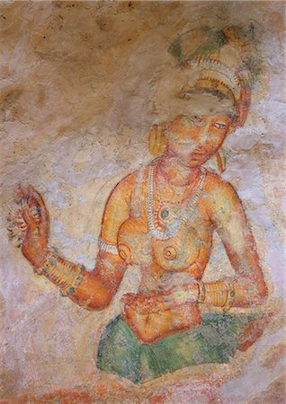 Sigiriya Damsels or Cloud Maidens, 5th century AD,  frescoes, Sigiriya Lion Rock Fortress, Sigiriya, Sri Lanka, Asia Stock Photo - Rights-Managed, Code: 841-06344499