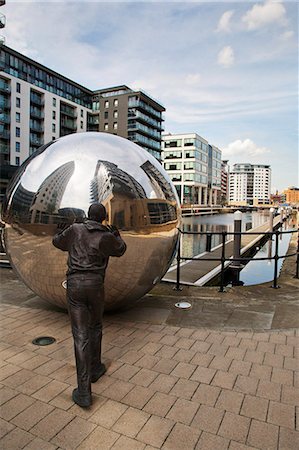 Modern sculpture at Clarence Dock, Leeds, West Yorkshire, Yorkshire, England, United Kingdom, Europe Stock Photo - Rights-Managed, Code: 841-06345127