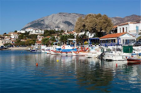 Fishing harbour and Mount Kerketeas, Ormos Marathokampos, Samos, Aegean Islands, Greece Stock Photo - Rights-Managed, Code: 841-06345178