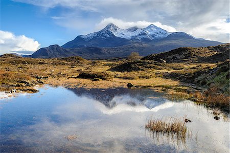 simsearch:841-06449943,k - View of the Black Cuillin mountain Sgurr nan Gillean, Glen Sligachan, Isle of Skye, Scotland, United Kingdom, Europe Stock Photo - Rights-Managed, Code: 841-06345317