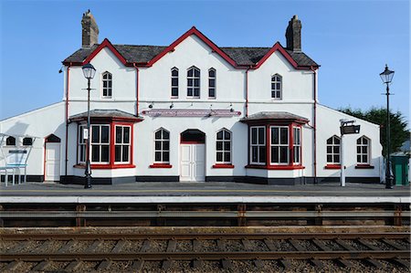 railway - Station building at Llanfairpwllgwyngyllgogerychwyrndrobwllllantysiliogogogoch, Llanfair PG, Anglesey, North Wales, Wales, United Kingdom, Europe Stock Photo - Rights-Managed, Code: 841-06345341