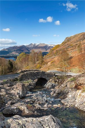 road bridge uk - Ashness Bridge and Barrow Beck, towards Derwent Water and Skiddaw, Lake District National Park, Cumbria, England Stock Photo - Rights-Managed, Code: 841-06345352