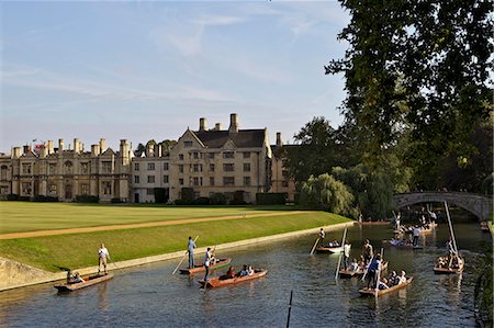 Punting on The Backs, River Cam, Clare College, Cambridge, Cambridgeshire, England, United Kingdom, Europe Stock Photo - Rights-Managed, Code: 841-06345422