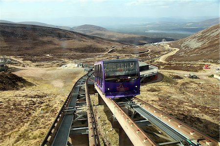 Uphill car is about to pass the downhill car on the Cairngorm funicular railway, Cairngorms, Scotland, United Kingdom, Europe Stock Photo - Rights-Managed, Code: 841-06341310