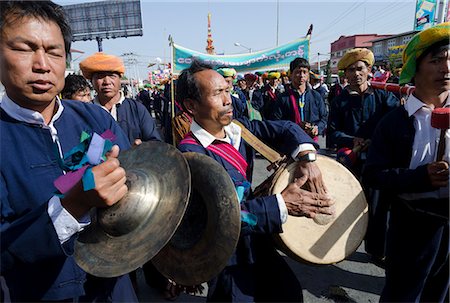 Music band in yearly procession to monastery on Pa Oh minority National Day, Taungyi, Southern Shan State, Myanmar (Burma), Asia Stock Photo - Rights-Managed, Code: 841-06341828