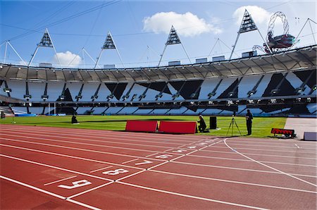 The finishing line of the athletics track inside The Olympic Stadium, London, England, United Kingdom, Europe Stock Photo - Rights-Managed, Code: 841-06342081