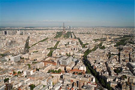 street in paris - View of city with the Eiffel Tower in distance, from the Tour Montparnasse, Paris, France, Europe Stock Photo - Rights-Managed, Code: 841-06343139