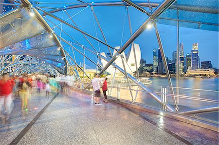 singapore - The Helix Bridge and Marina Bay Sands, Marina Bay, Singapore, Southeast Asia, Asia Stock Photo - Rights-Managed, Code: 841-06343279