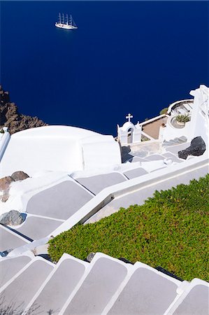 View from Imerovigli, Santorini, Cyclades, Greek Islands, Greece, Europe Foto de stock - Con derechos protegidos, Código: 841-06343298