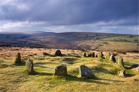 simsearch:841-06343474,k - The Nine Maidens stone circle, otherwise known as the Seventeen Brothers on Belstone Common in Northern Dartmoor National Park, Devon, England, United Kingdom, Europe Stock Photo - Rights-Managed, Code: 841-06343451