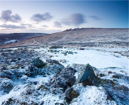 simsearch:841-06343474,k - Snow covered stone hut circles in Bronze Age settlement of Grimspound in Dartmoor National Park, Devon, England, United Kingdom, Europe Stock Photo - Rights-Managed, Code: 841-06343452