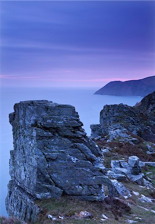 Point de l'avant-pays de la vallée de roches à l'aube, Exmoor, Devon, Angleterre, Royaume-Uni, Europe Photographie de stock - Rights-Managed, Code: 841-06343637