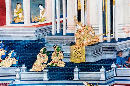 simsearch:841-06444990,k - Detail of painting on the walls, The Grand Palace, Bangkok, Thailand, Southeast Asia, Asia Stock Photo - Rights-Managed, Code: 841-06444991