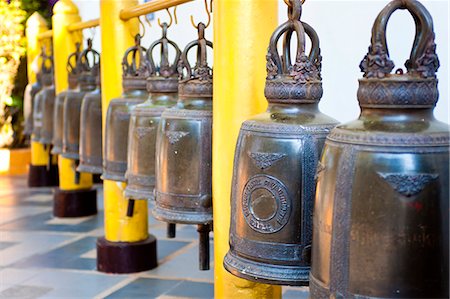 simsearch:841-06444990,k - Large Buddhist prayer bells at Wat Doi Suthep Temple, Chiang Mai, Thailand, Southeast Asia, Asia Stock Photo - Rights-Managed, Code: 841-06445020